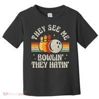 They See Me Bowlin They Hatin Retro Team Bowler Bowling 60s 70s Toddler T-Shirt thumb 0