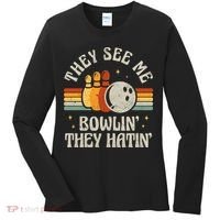 They See Me Bowlin They Hatin Retro Team Bowler Bowling 60s 70s Women's Long Sleeve Shirt thumb 0