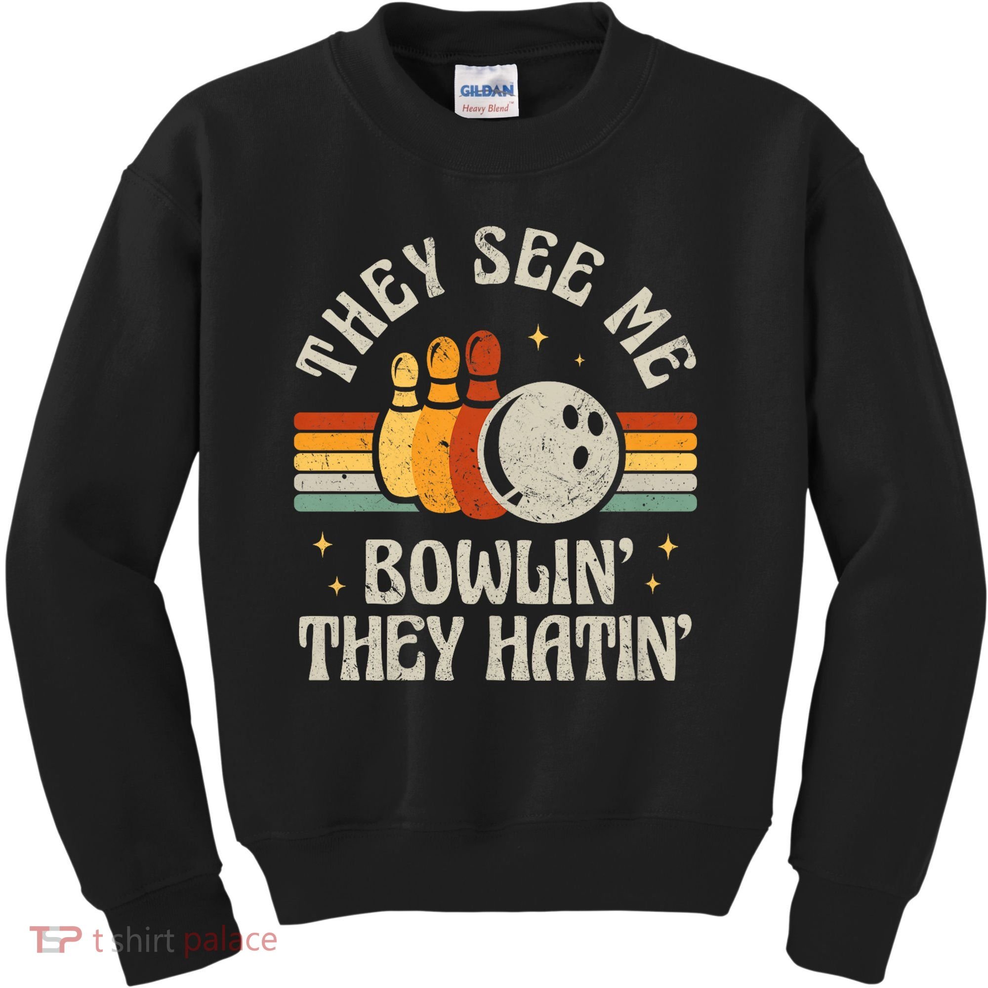 They See Me Bowlin They Hatin Retro Team Bowler Bowling 60s 70s Kids Sweatshirt