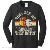They See Me Bowlin They Hatin Retro Team Bowler Bowling 60s 70s Kids Long Sleeve Shirt thumb 0