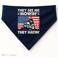 They See Me Mowing They Hatin Funny Lawn Mowing USA-Made Doggie Bandana thumb 0