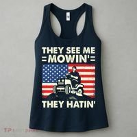 They See Me Mowing They Hatin Funny Lawn Mowing Women's Tank Top thumb 3