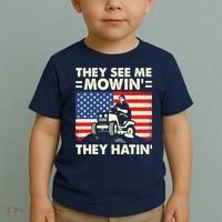 They See Me Mowing They Hatin Funny Lawn Mowing Toddler T-Shirt thumb 2