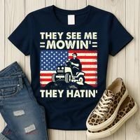 They See Me Mowing They Hatin Funny Lawn Mowing Women's T-Shirt thumb 3