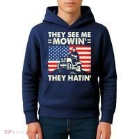 They See Me Mowing They Hatin Funny Lawn Mowing Kids Hoodie thumb 4