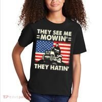 They See Me Mowing They Hatin Funny Lawn Mowing Kids T-Shirt thumb 2
