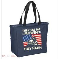They See Me Mowing They Hatin Funny Lawn Mowing Tote Bag thumb 2