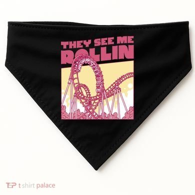 They See Me Rollin Funny Roller Coaster USA-Made Doggie Bandana