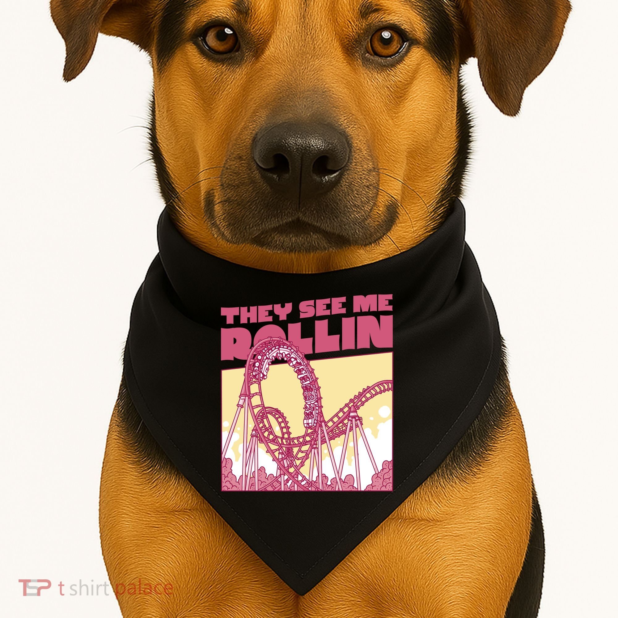They See Me Rollin Funny Roller Coaster USA-Made Doggie Bandana