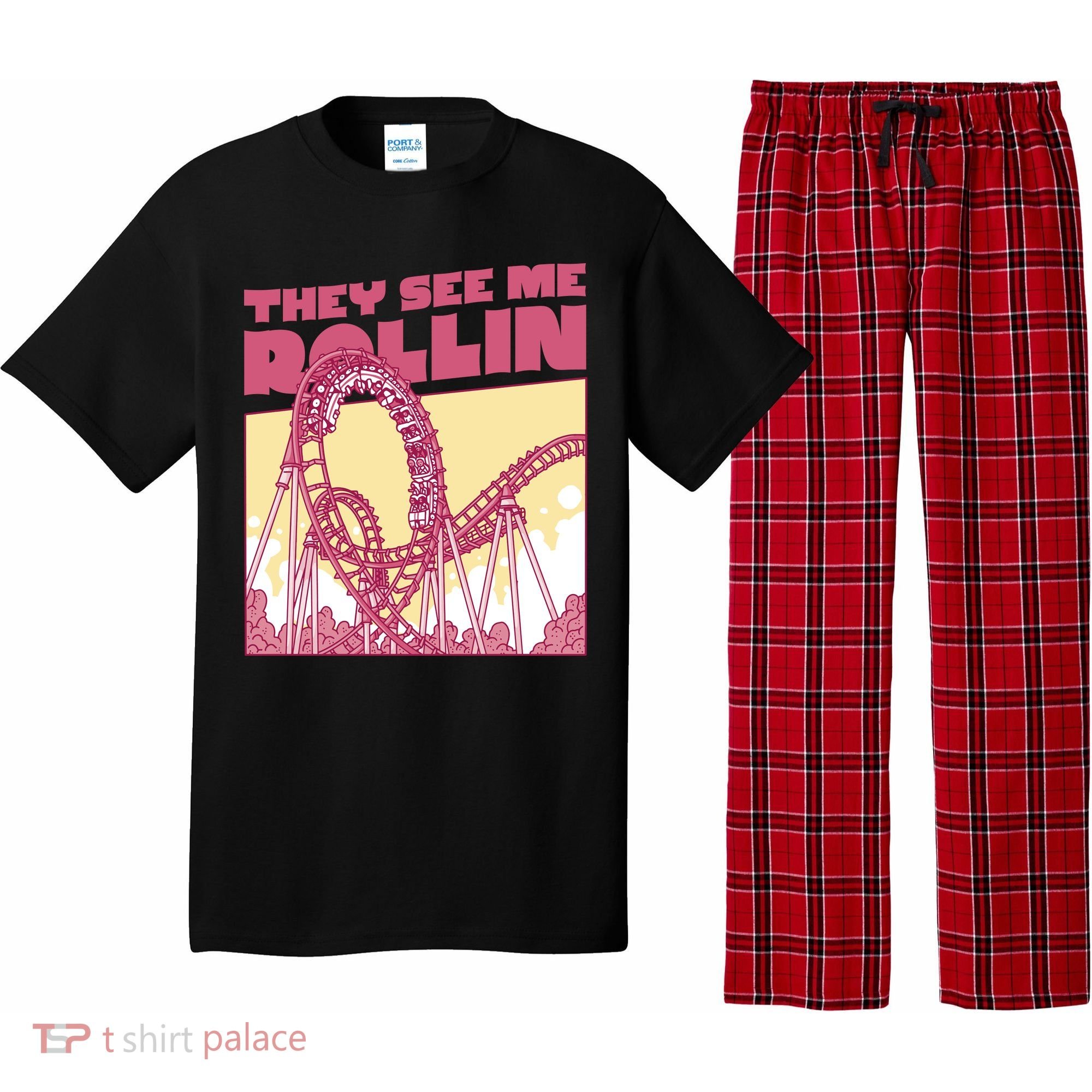 They See Me Rollin Funny Roller Coaster Pajama Set
