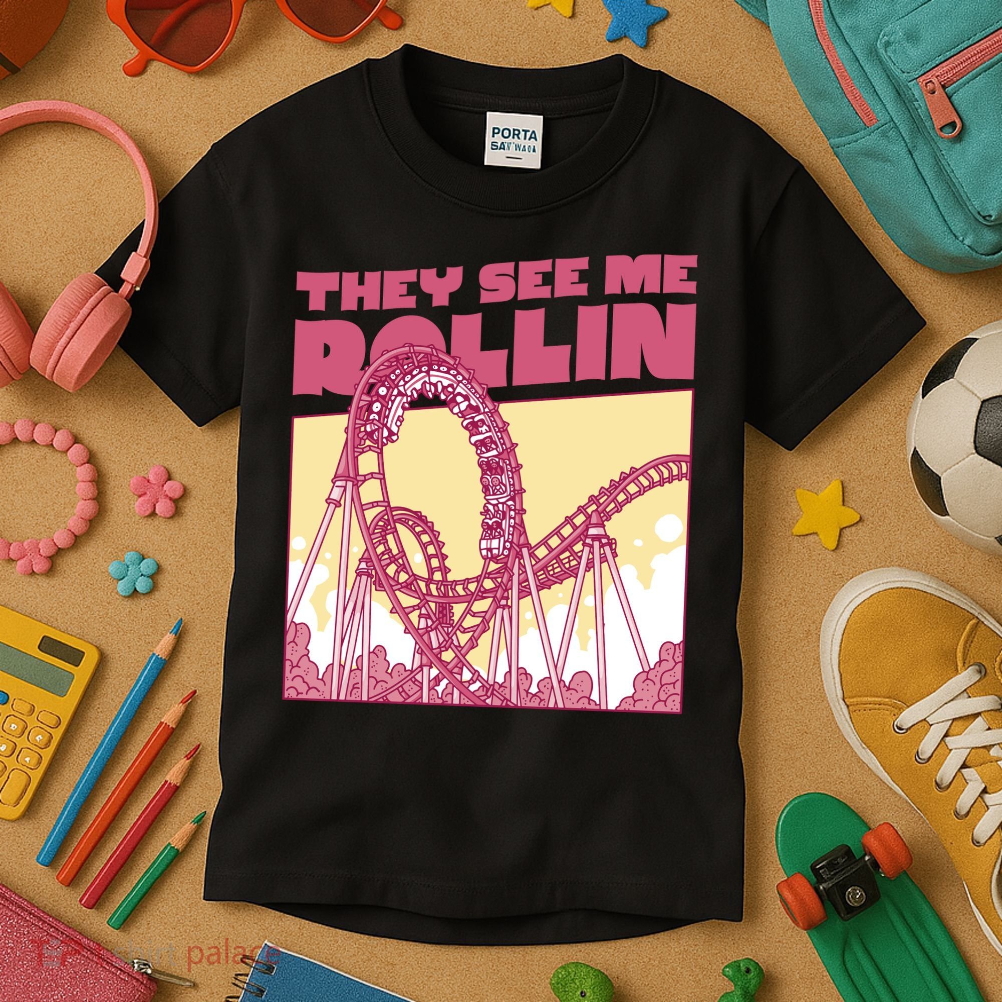They See Me Rollin Funny Roller Coaster Kids T-Shirt