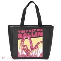 They See Me Rollin Funny Roller Coaster Tote Bag thumb 0