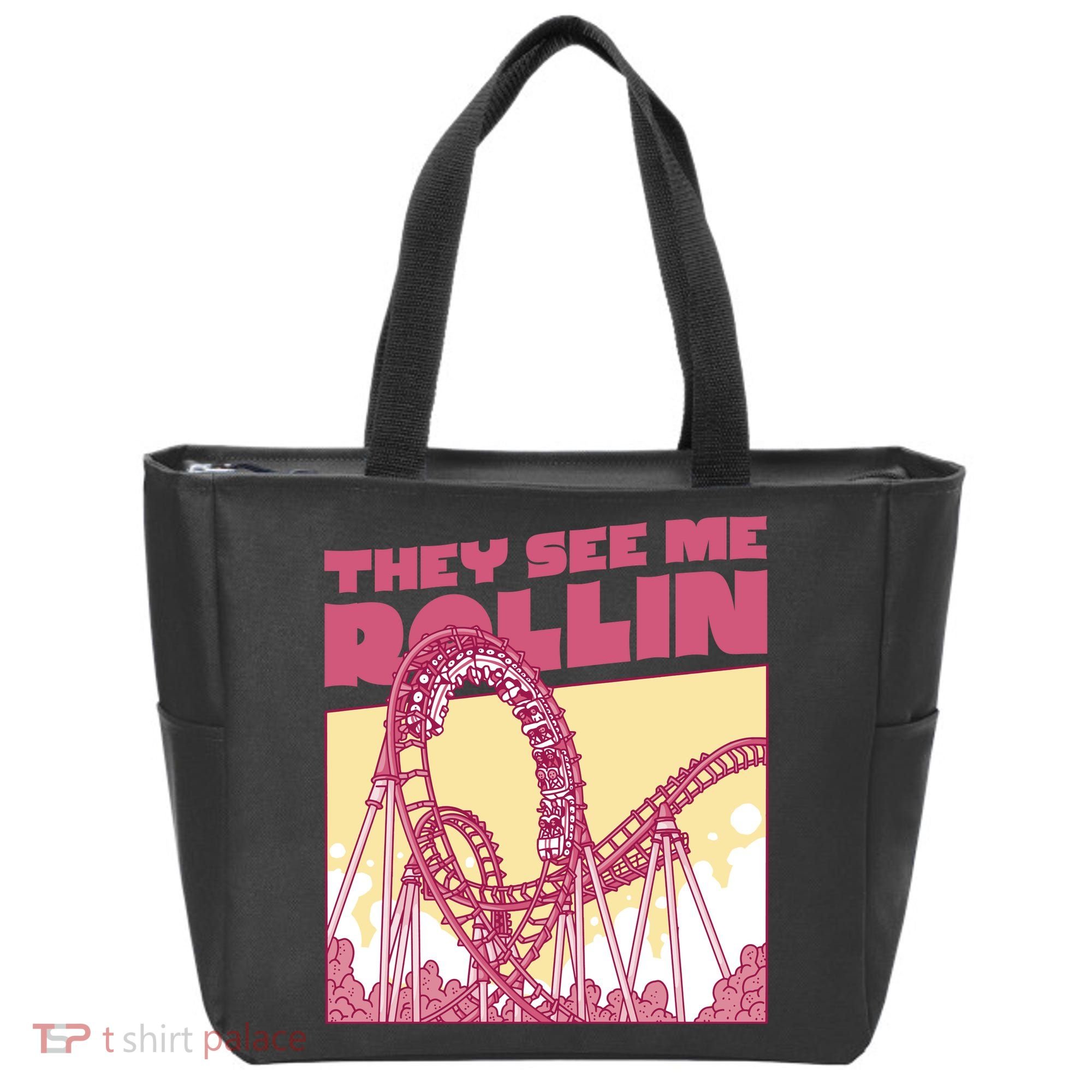 They See Me Rollin Funny Roller Coaster Tote Bag