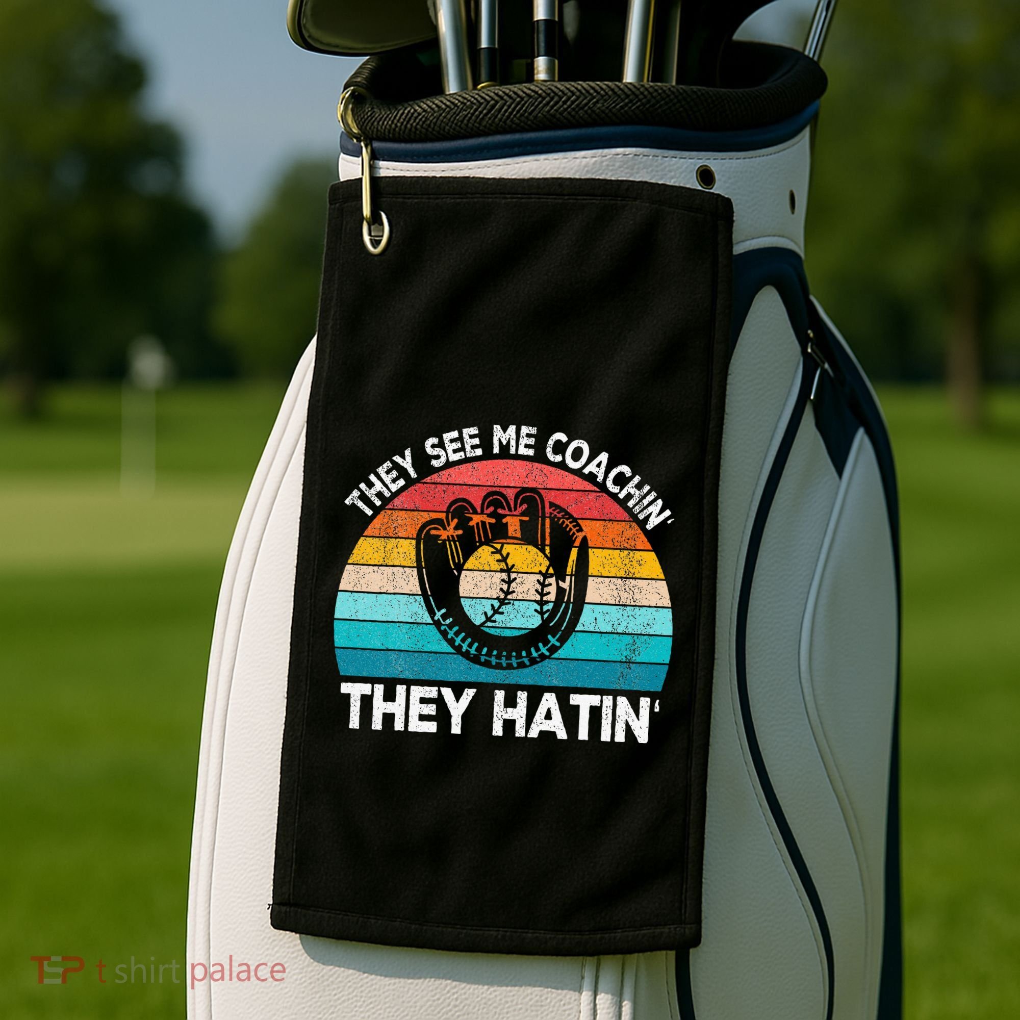 They See Me Coachin Softball Coach Softball Team Coach Golf Towel
