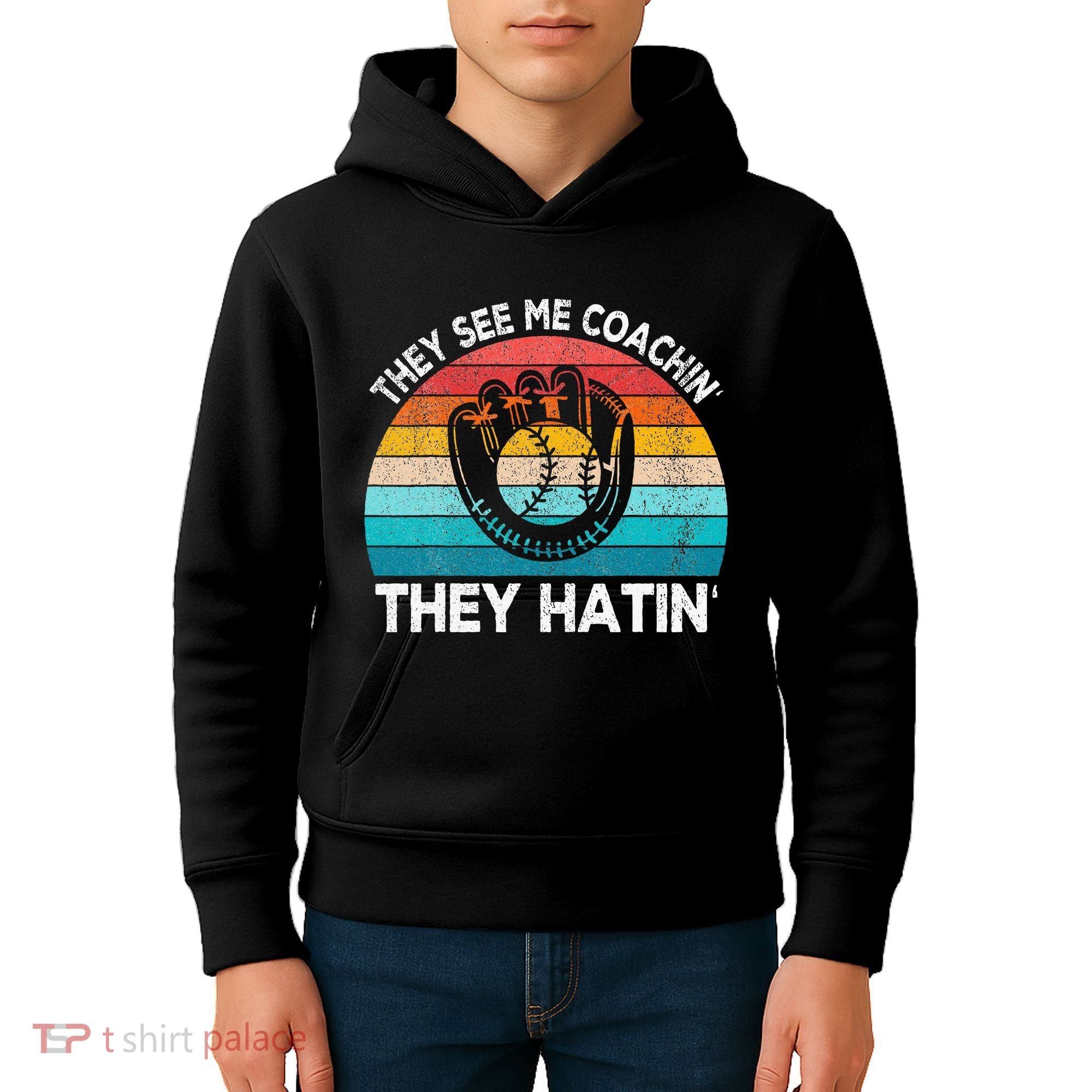 They See Me Coachin Softball Coach Softball Team Coach Kids Hoodie