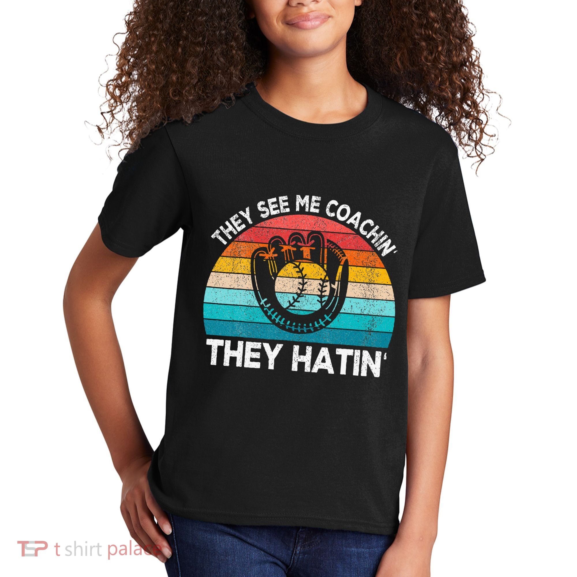 They See Me Coachin Softball Coach Softball Team Coach Kids T-Shirt