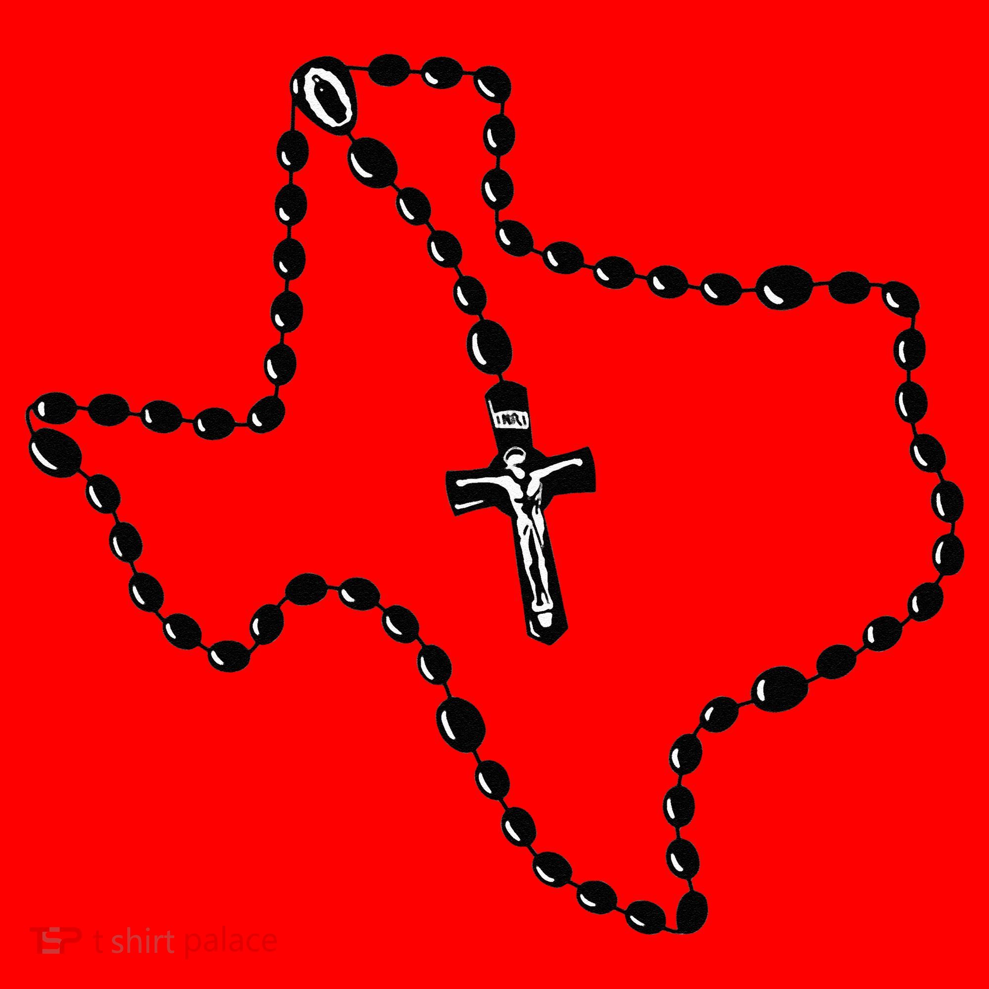Texas State Map Catholic Rosary Santa Hat