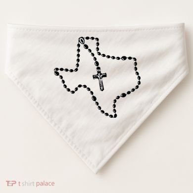 Texas State Map Catholic Rosary USA-Made Doggie Bandana