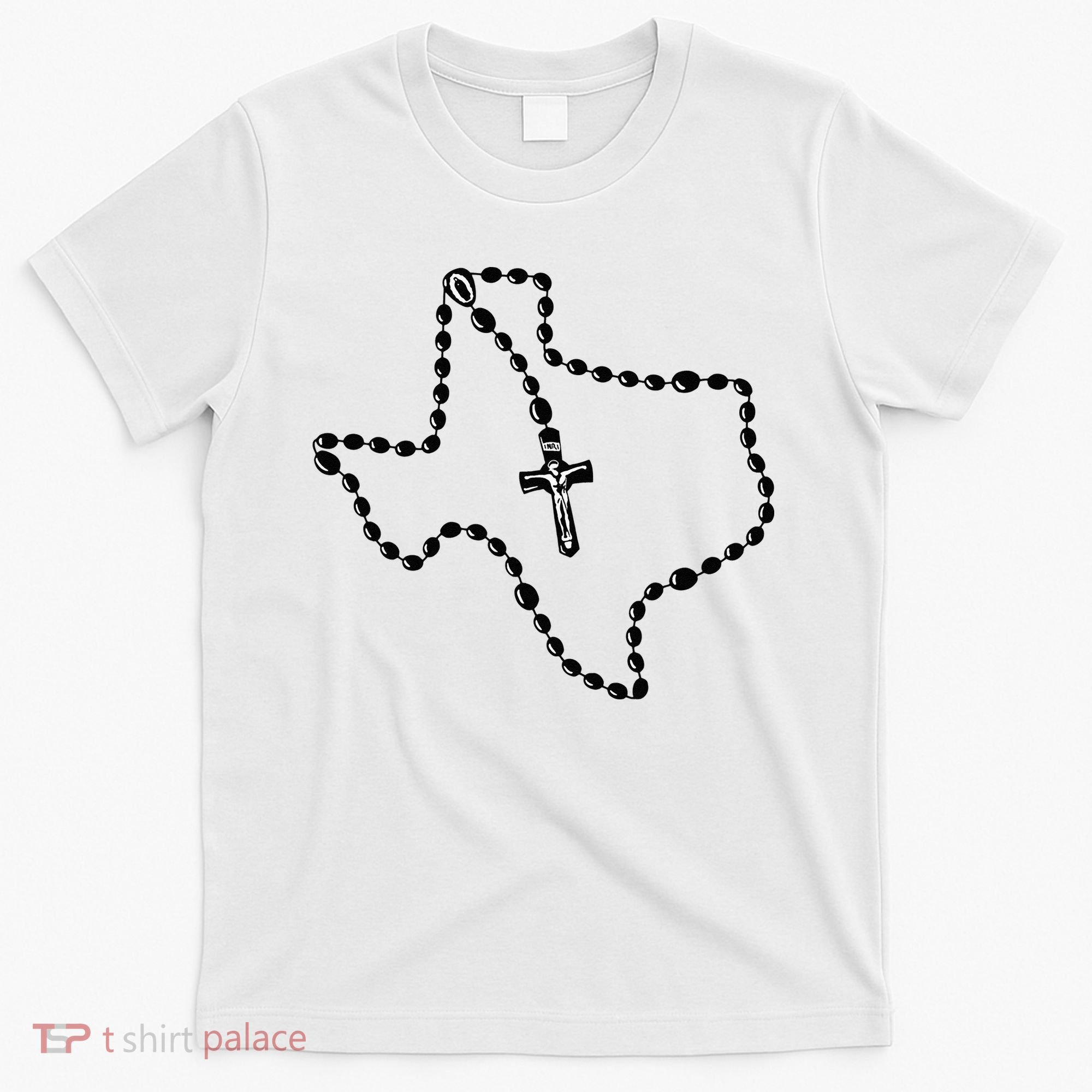Texas State Map Catholic Rosary T-Shirt
