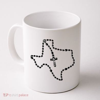 Texas State Map Catholic Rosary Coffee Mug