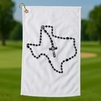 Texas State Map Catholic Rosary Golf Towel thumb 1