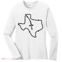 Texas State Map Catholic Rosary Women's Long Sleeve Shirt thumb 0