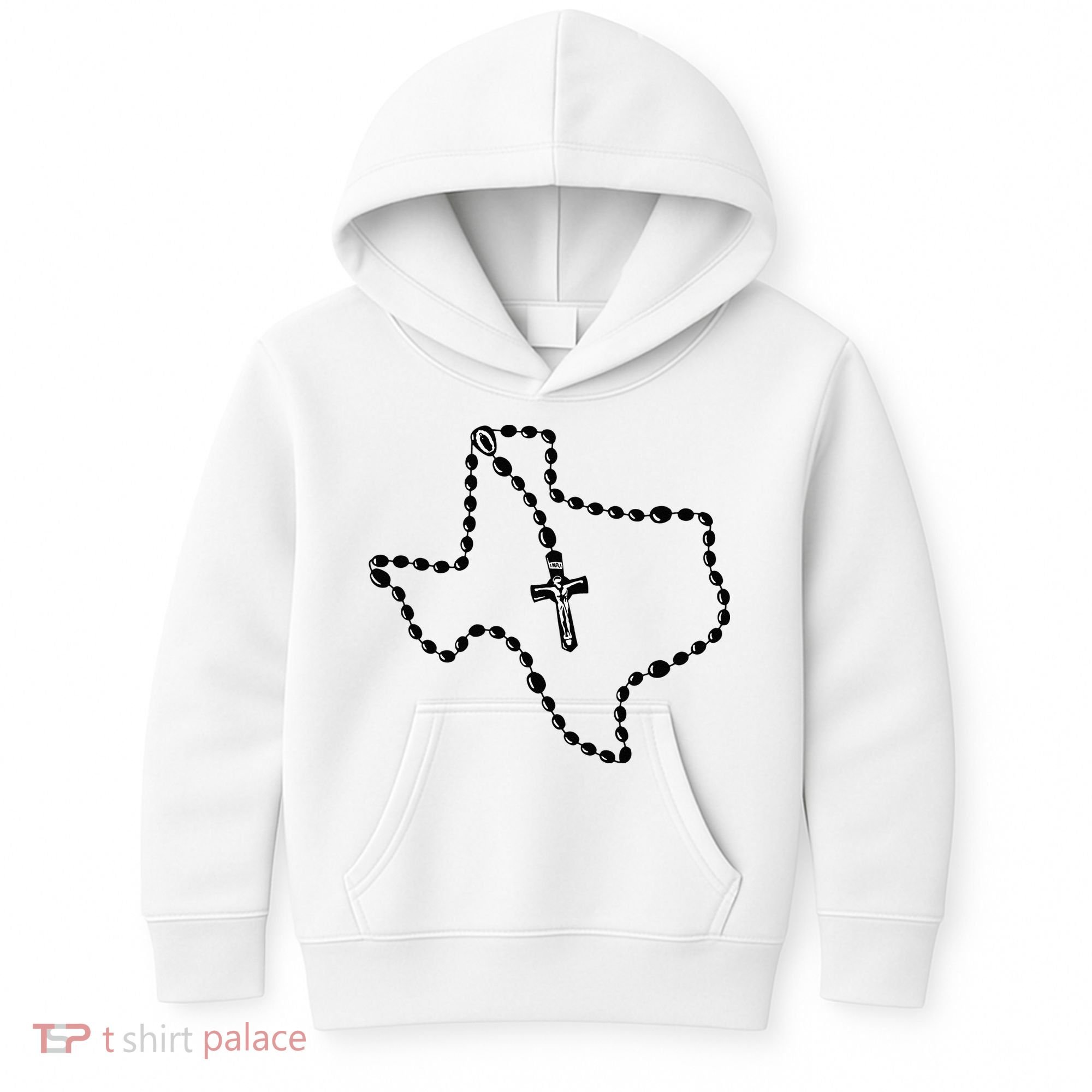 Texas State Map Catholic Rosary Kids Hoodie