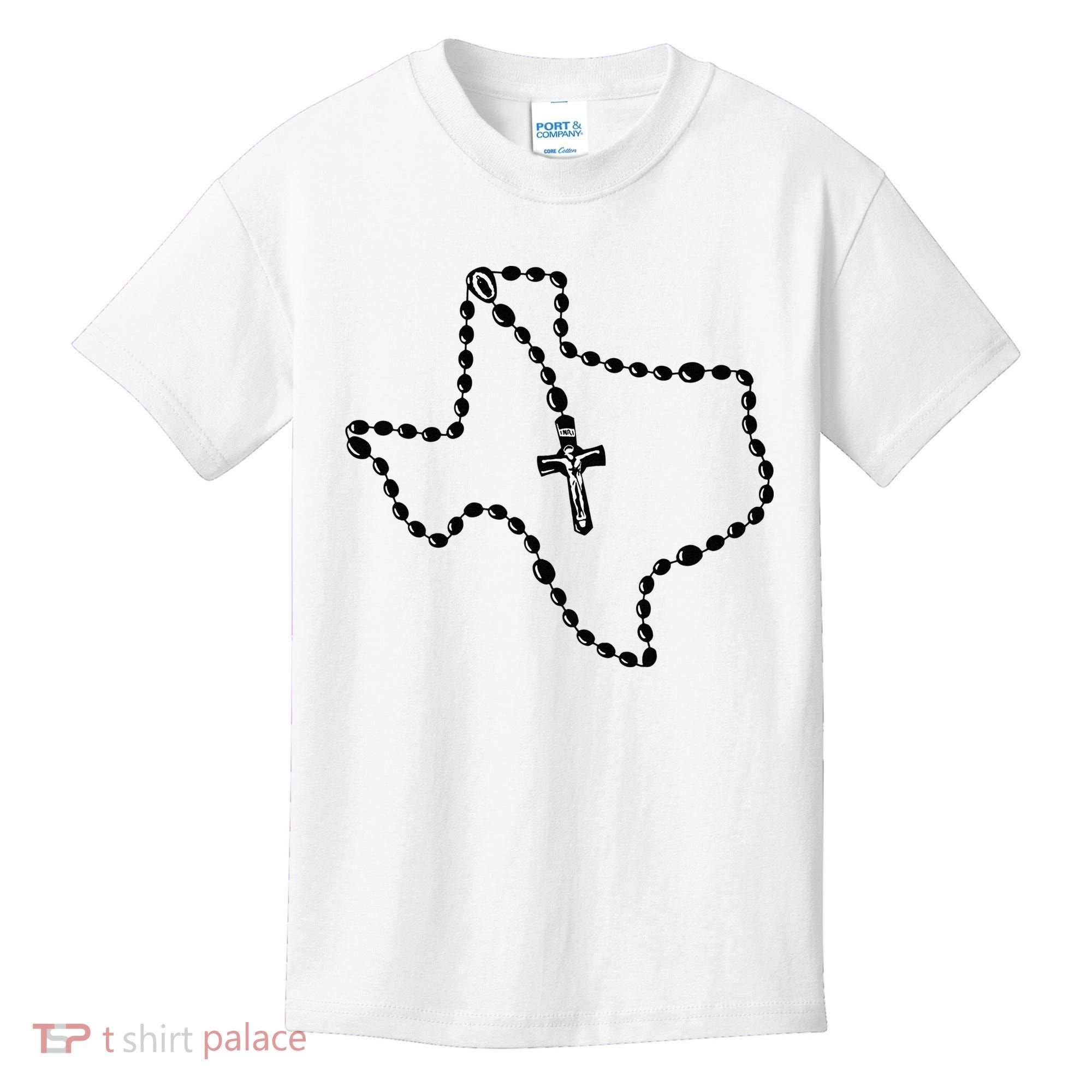 Texas State Map Catholic Rosary Kids T-Shirt