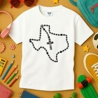 Texas State Map Catholic Rosary Kids T-Shirt thumb 3