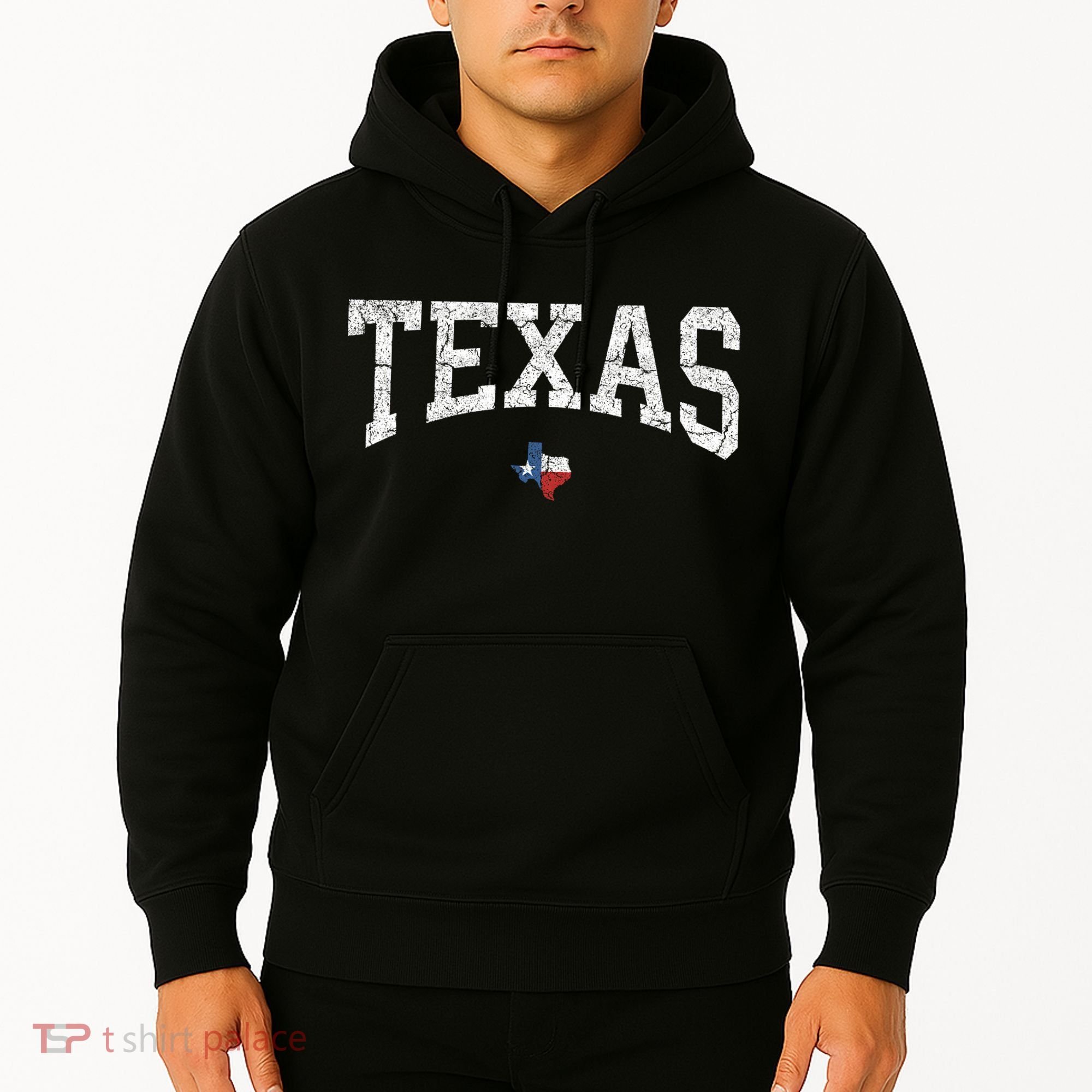 Texas State Map Flag Distressed Hoodie