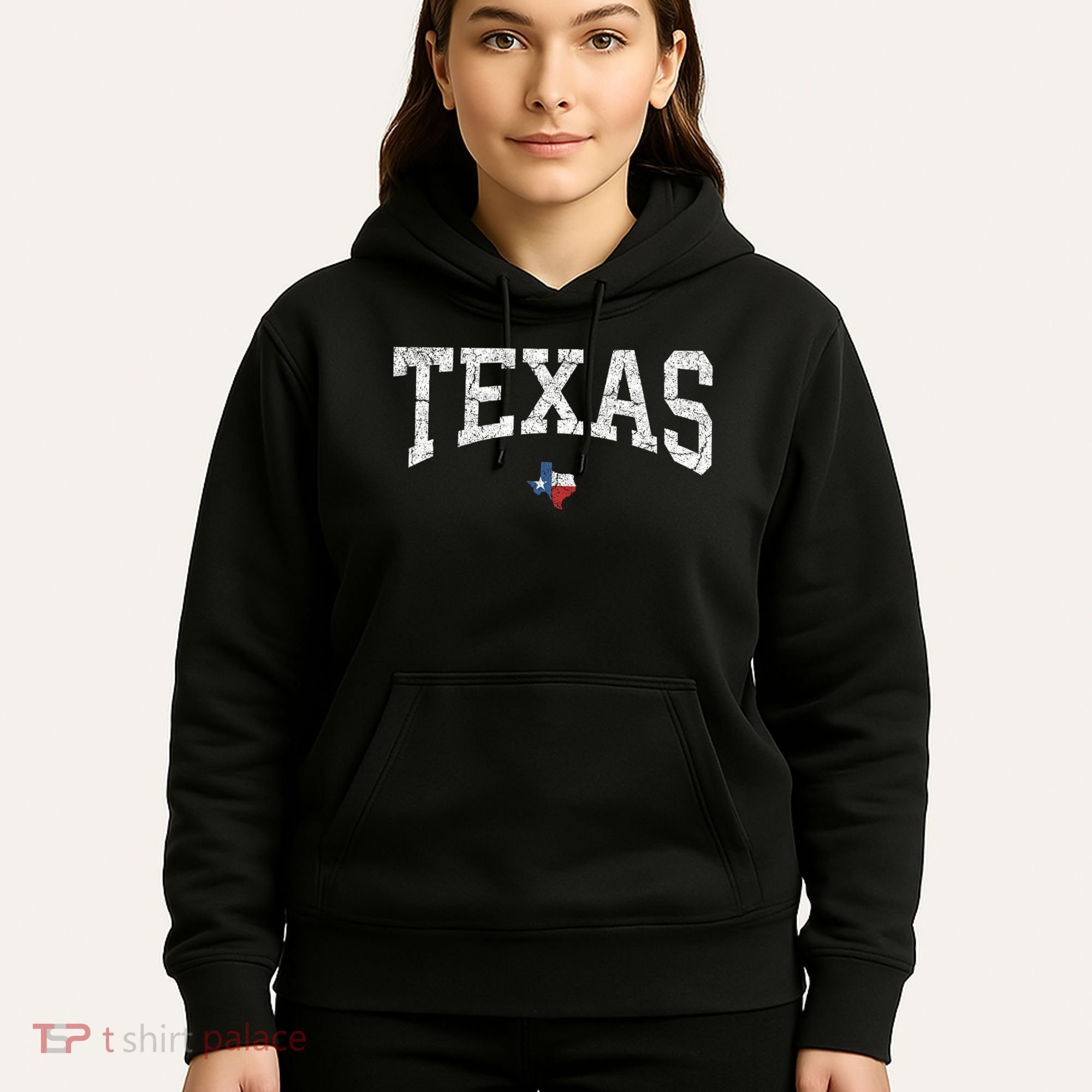 Texas State Map Flag Distressed Hoodie