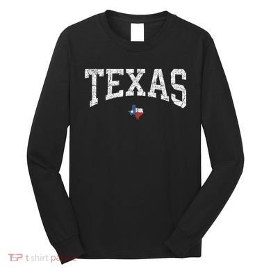 Texas State Map Flag Distressed Long Sleeve Shirt