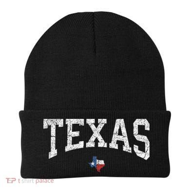 Texas State Map Flag Distressed Beanie