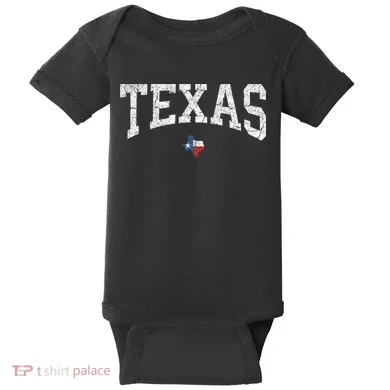 Texas State Map Flag Distressed Baby Bodysuit