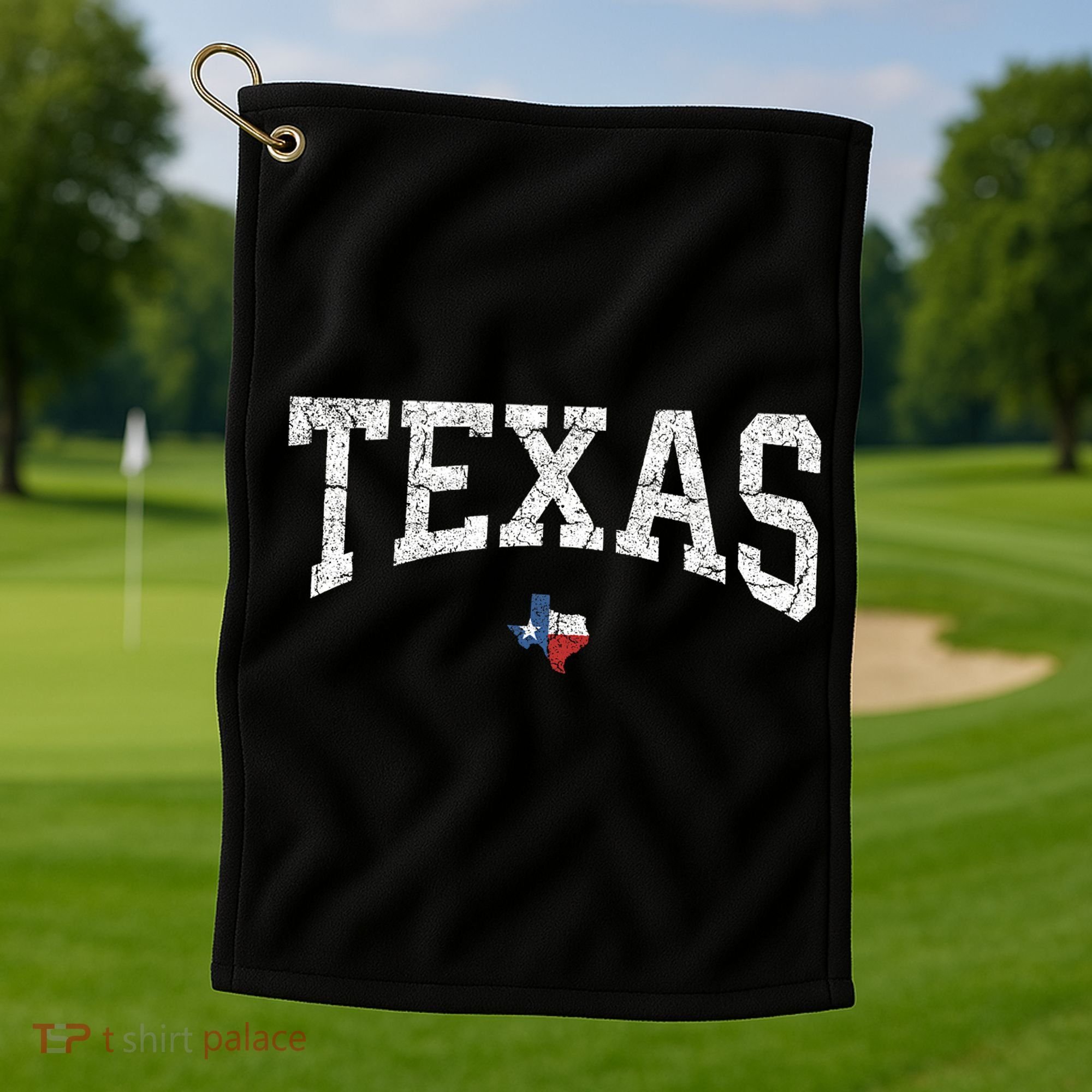 Texas State Map Flag Distressed Golf Towel