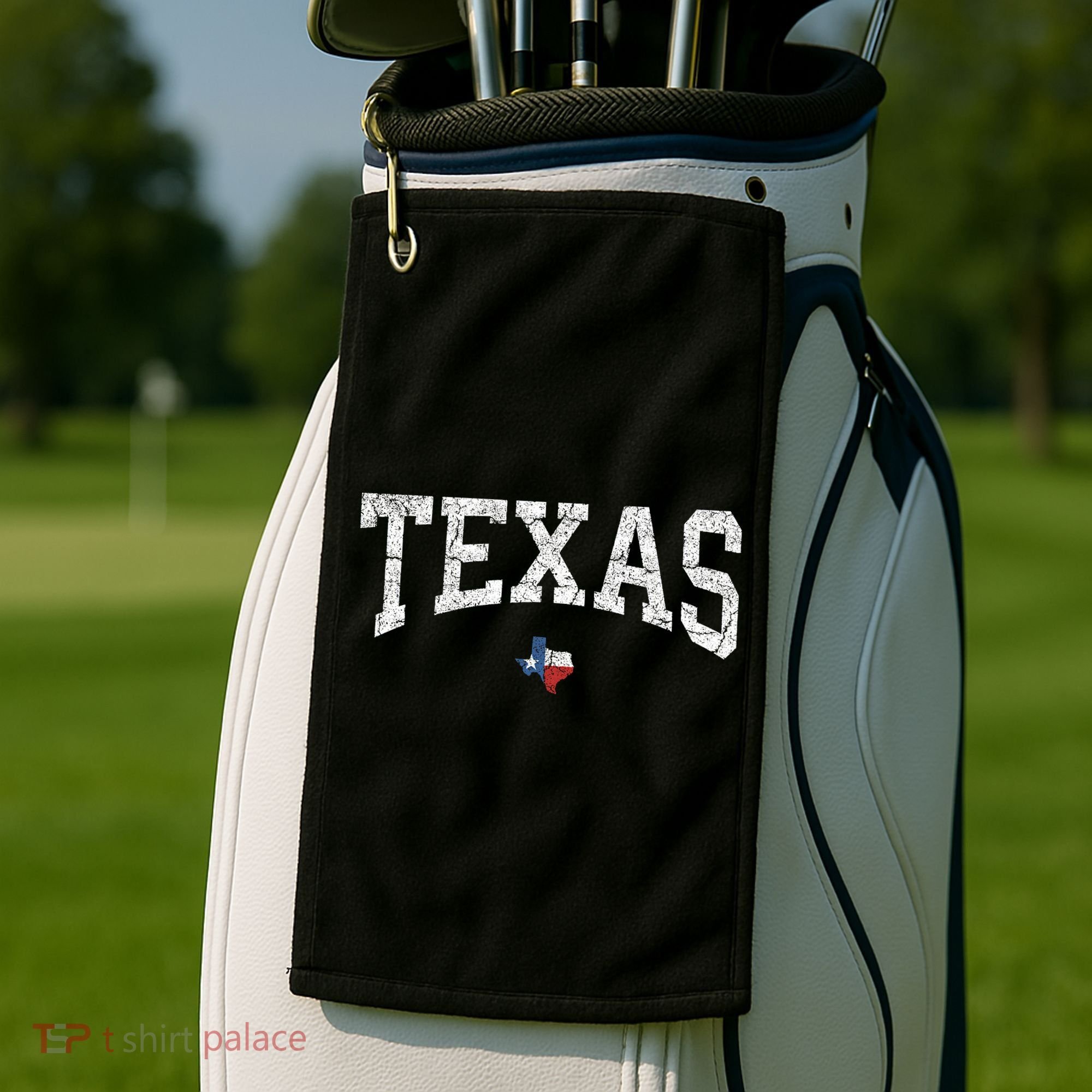 Texas State Map Flag Distressed Golf Towel