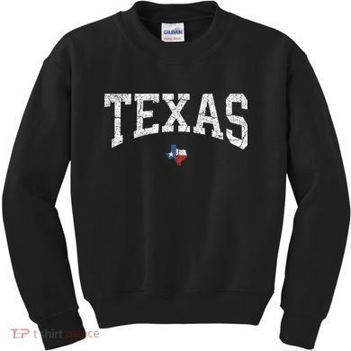 Texas State Map Flag Distressed Kids Sweatshirt