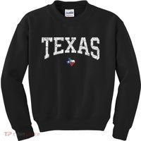 Texas State Map Flag Distressed Kids Sweatshirt thumb 0