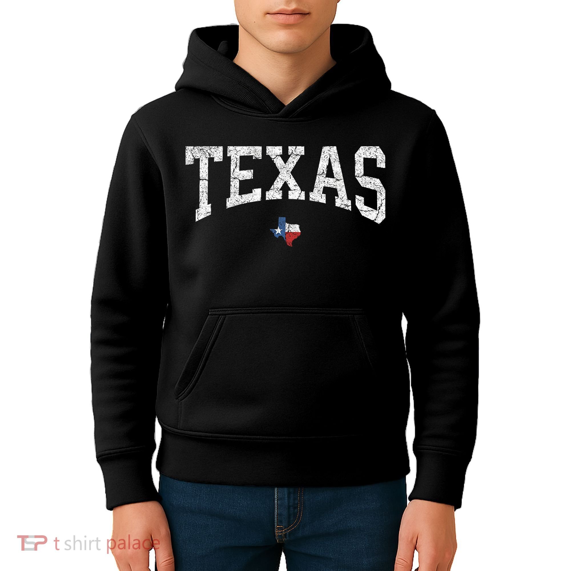 Texas State Map Flag Distressed Kids Hoodie