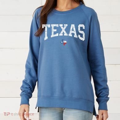 Texas State Map Flag Distressed Women's Sweatshirt