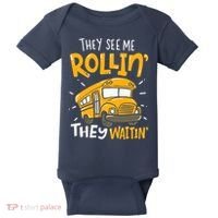 They See Me Rollin' They Waiting' Funny School Bus Driver Baby Bodysuit thumb 0
