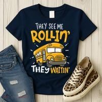 They See Me Rollin' They Waiting' Funny School Bus Driver Women's T-Shirt thumb 3