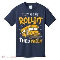 They See Me Rollin' They Waiting' Funny School Bus Driver Kids T-Shirt thumb 0