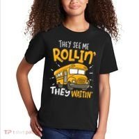 They See Me Rollin' They Waiting' Funny School Bus Driver Kids T-Shirt thumb 2