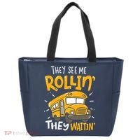They See Me Rollin' They Waiting' Funny School Bus Driver Tote Bag thumb 0