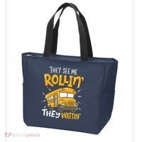 They See Me Rollin' They Waiting' Funny School Bus Driver Tote Bag thumb 3
