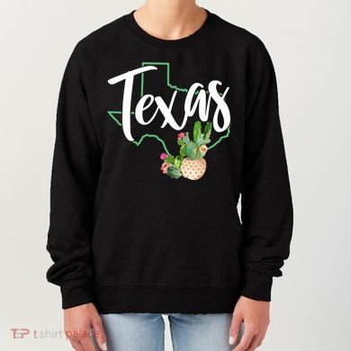 Texas State Map Pride Cactus Vintage Texas Gift Women's Sweatshirt