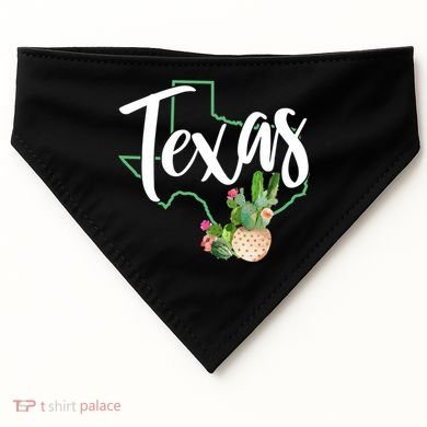 Texas State Map Pride Cactus Vintage Texas Gift USA-Made Doggie Bandana