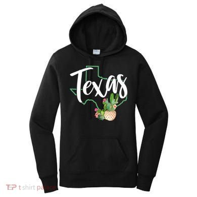 Texas State Map Pride Cactus Vintage Texas Gift Women's Hoodie