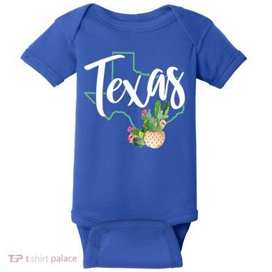 Texas State Map Pride Cactus Vintage Texas Gift Baby Bodysuit